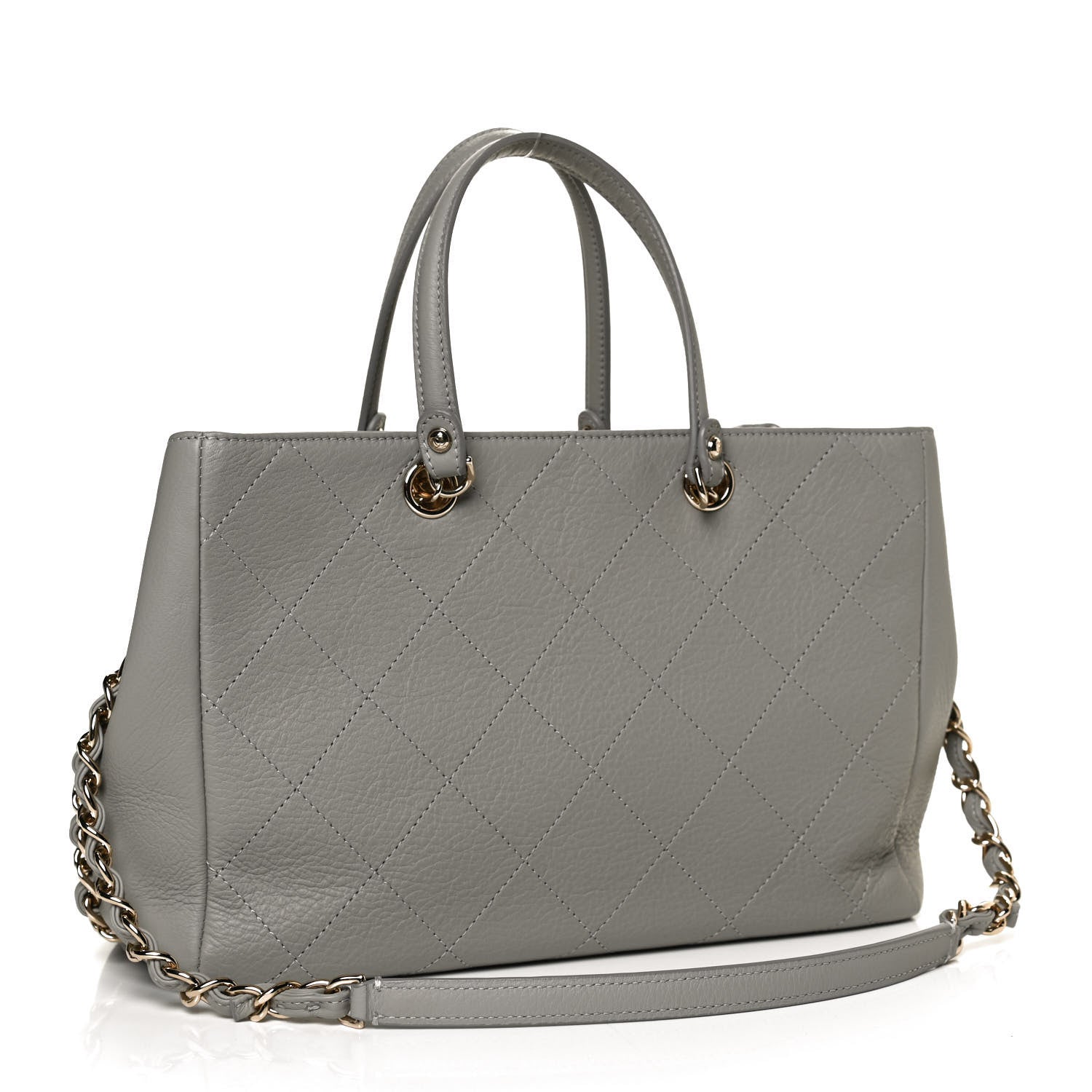 Chanel Bullskin Stitched Small Shopping Bag Grey 3 of 12