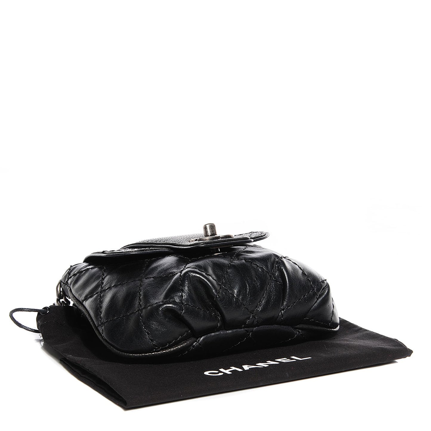 Caviar Calfskin Bubble Graphic Mini Messenger Bag Black