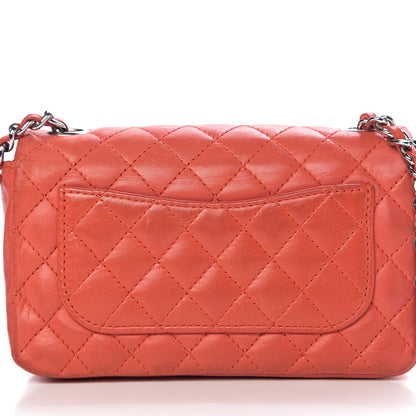 Chanel Lambskin Quilted Mini Rectangular Flap Red Orange 9 of 12