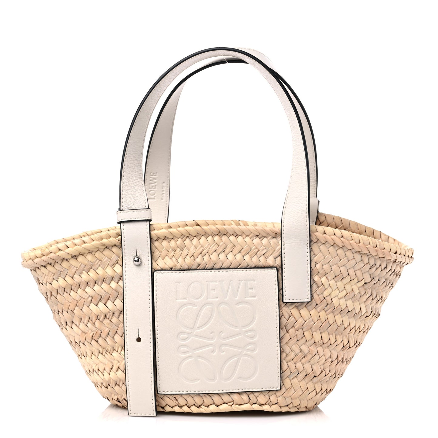 Raffia Small Basket Tote Bag Natural White