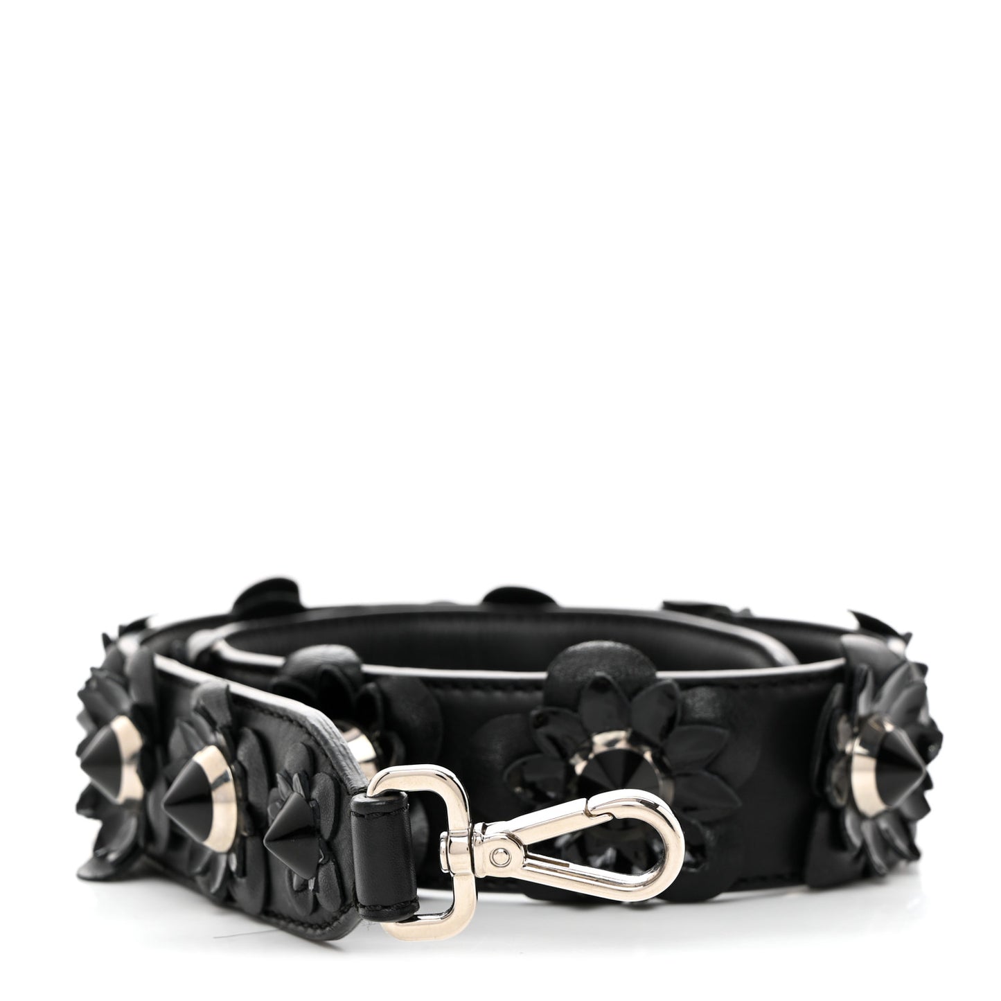Vitello Dolce Nappa Patent Flowerland Studded Strap You Black