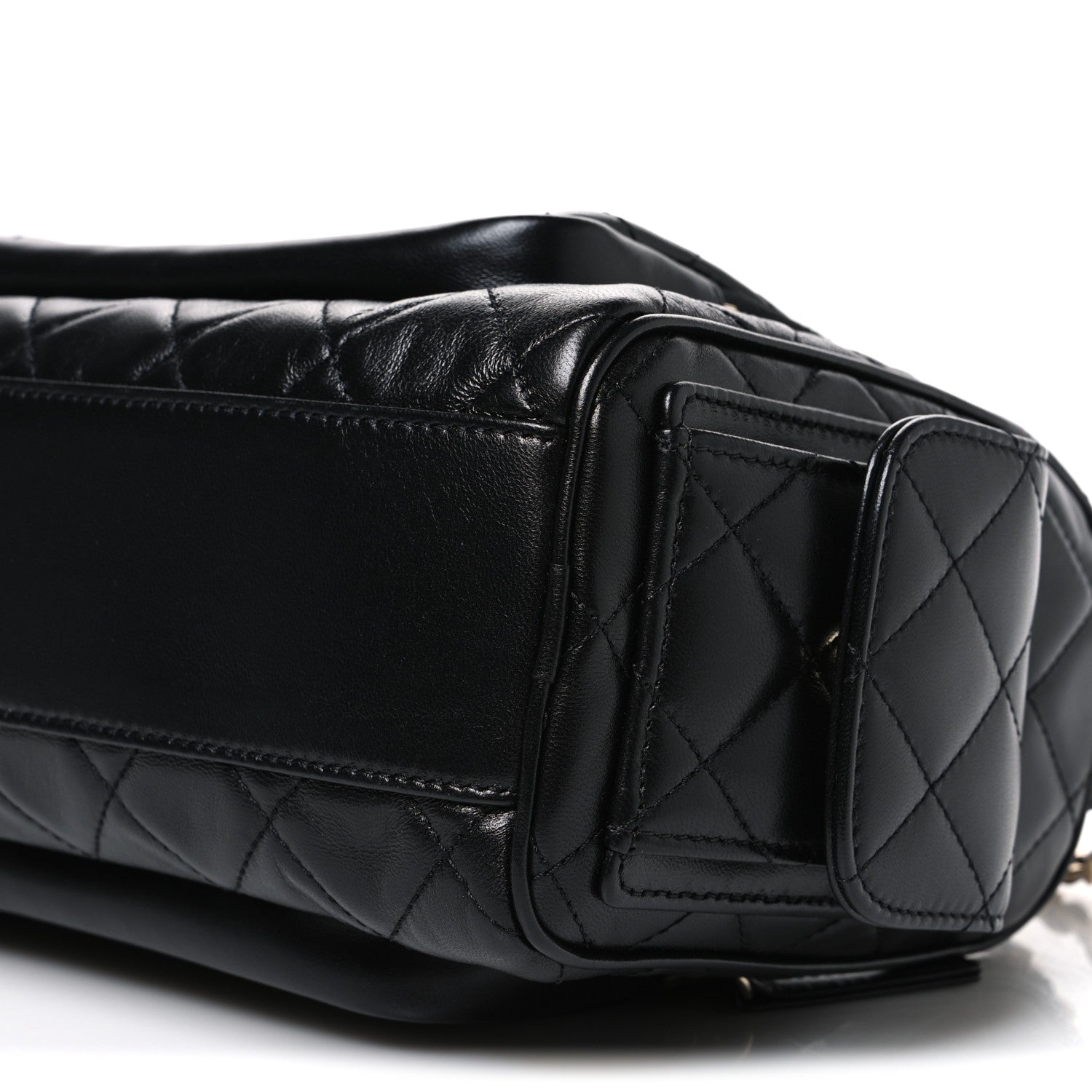 Chanel Shiny Crumpled Lambskin Quilted Medium Preppy Pocket Camera Case Black 10 of 10