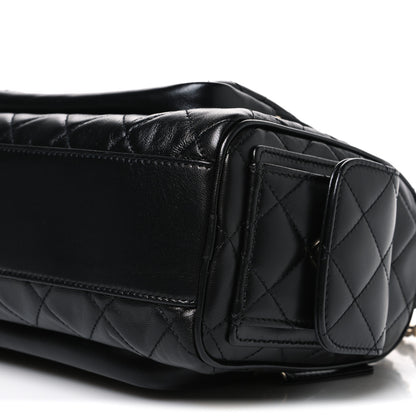 Chanel Shiny Crumpled Lambskin Quilted Medium Preppy Pocket Camera Case Black 10 of 10