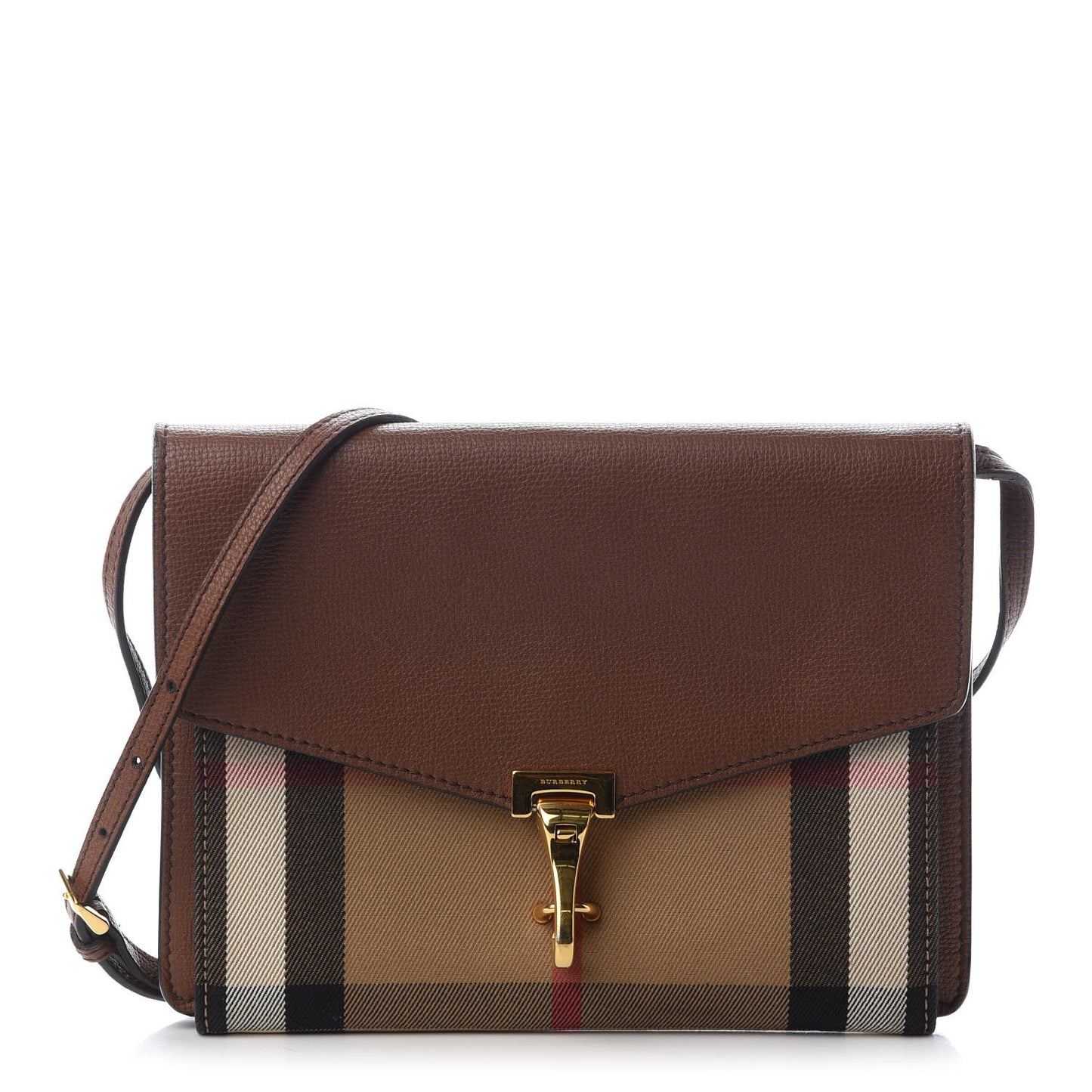 Derby Calfskin House Check Small Macken Crossbody Bag Tan