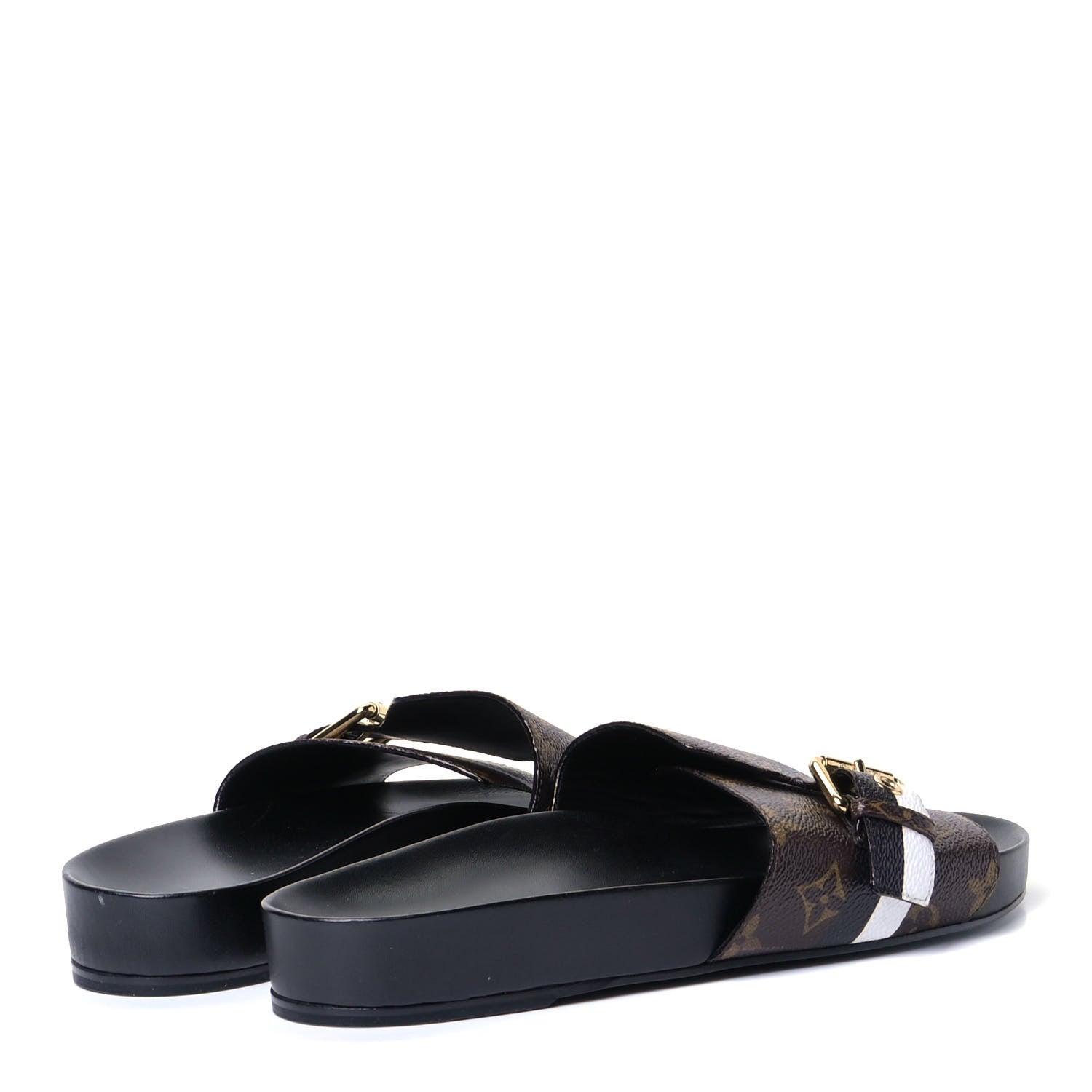 Louis Vuitton Calfskin Monogram Bom Dia Flat Mule 42 Black White 3 of 9