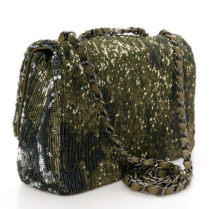 Chanel Sequin Coco Cuba Medium Single Flap Khaki 3 of 11