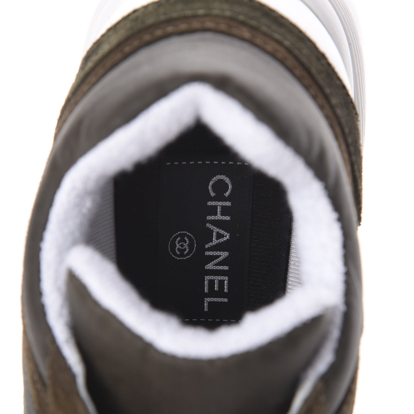 Fabric Calfskin Suede CC Womens Sneakers 39 Dark Green