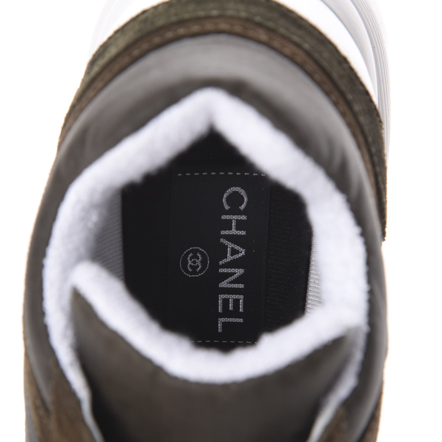Chanel Fabric Calfskin Suede CC Womens Sneakers 39 Dark Green 5 of 6