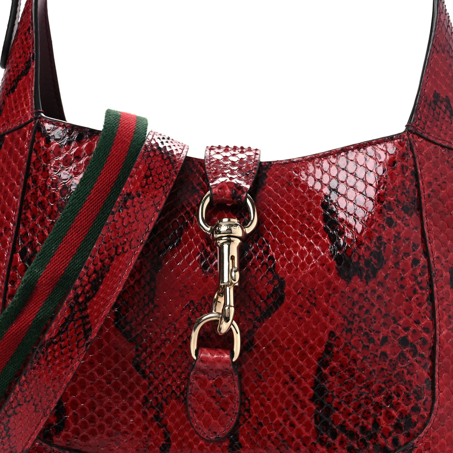 Gucci Snakeskin Web Small Jackie 1961 Hobo Rosso Ancora 8 of 12