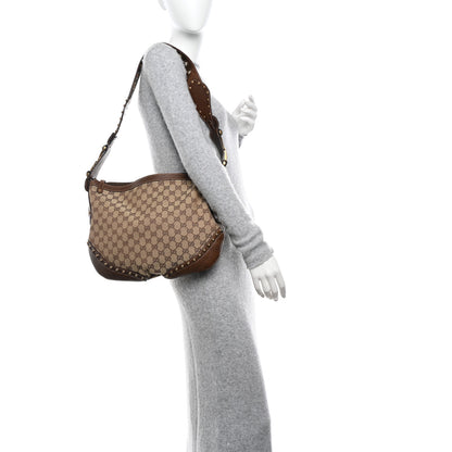 Gucci Monogram Web Studded Pelham Shoulder Bag Dark Brown 2 of 12