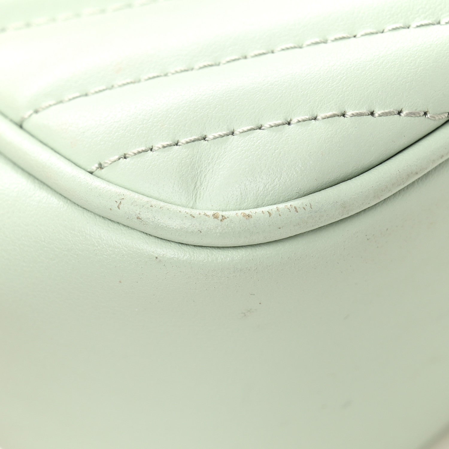 Gucci Calfskin Matelasse Small GG Marmont Chain Shoulder Bag Salvy Green 11 of 12