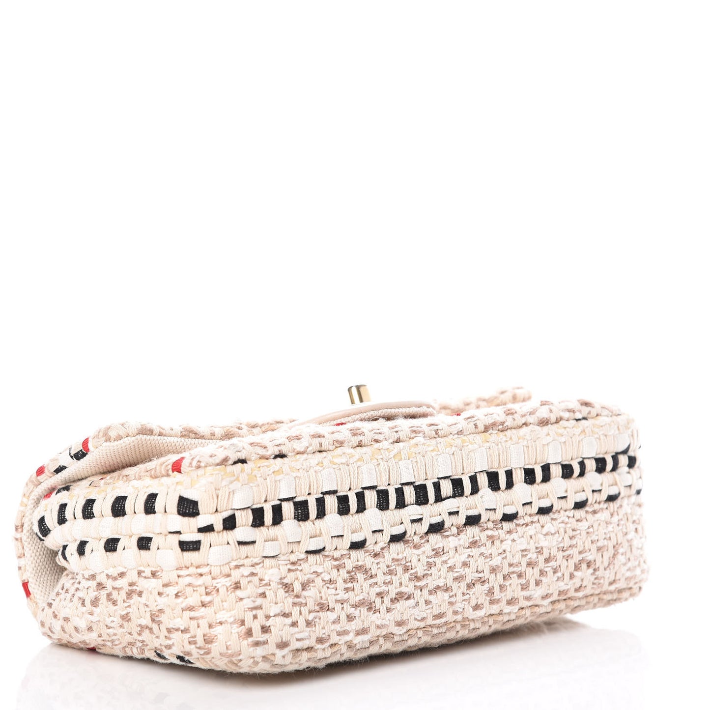 Cotton Raffia Lambskin Woven Mini Rectangular Flap Beige Red Black