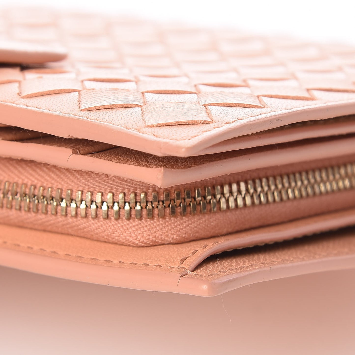 Nappa Intrecciato French Compact Wallet Peach
