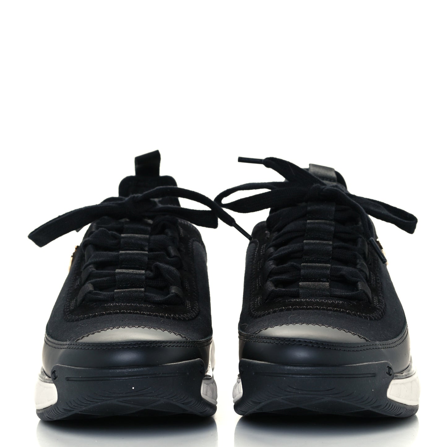 Velvet Calfskin Mixed Fibers CC Sneakers 37 Black