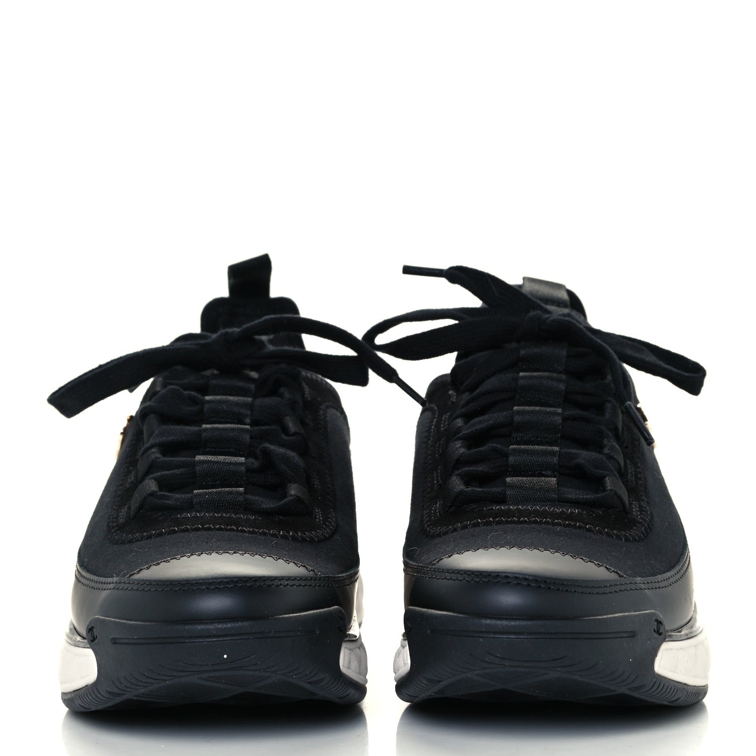 Chanel Velvet Calfskin Mixed Fibers CC Sneakers 37 Black 3 of 11