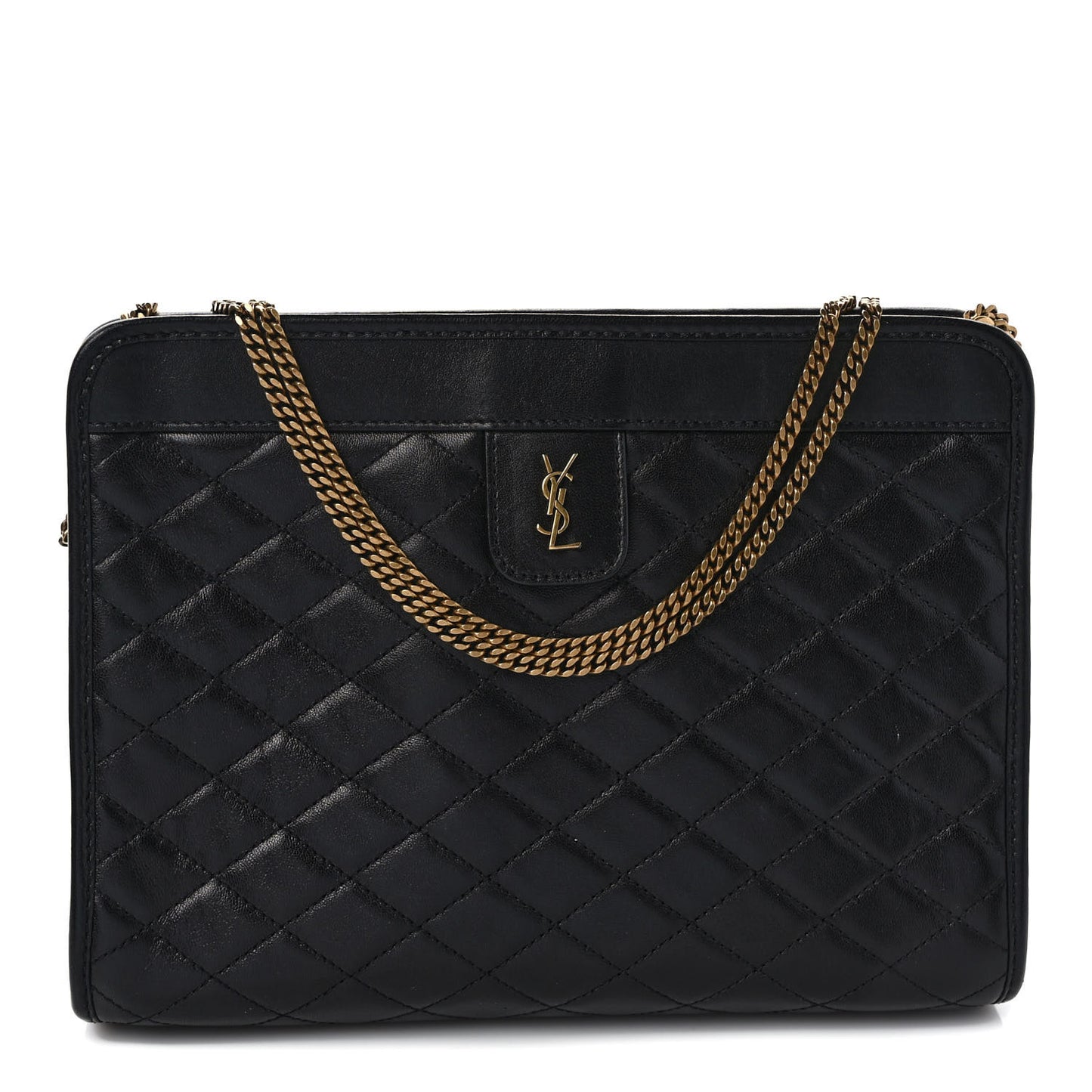 Lambskin Quilted Monogram Baby Victoire Chain Clutch Bag Black