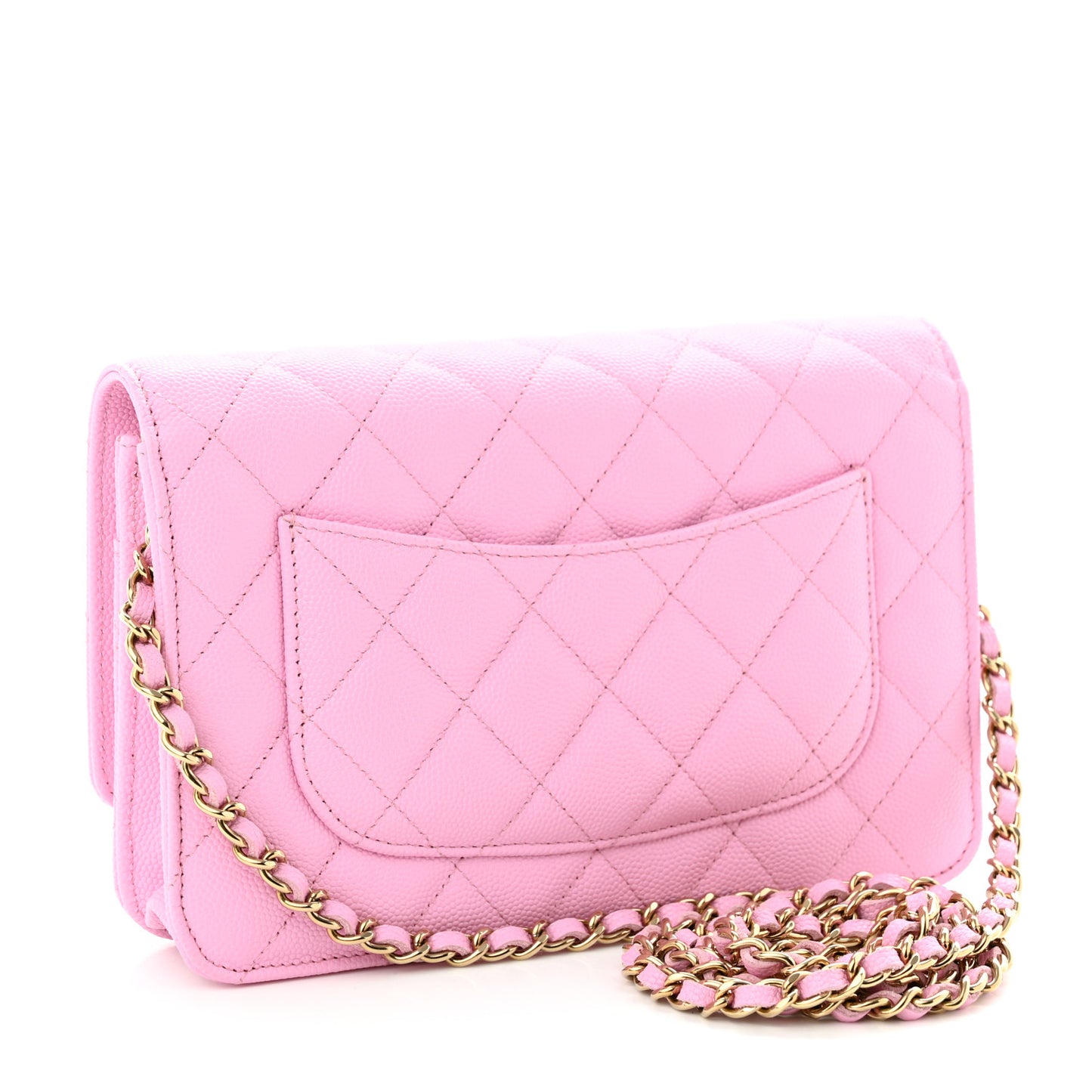 Caviar Quilted Wallet On Chain WOC Pink
