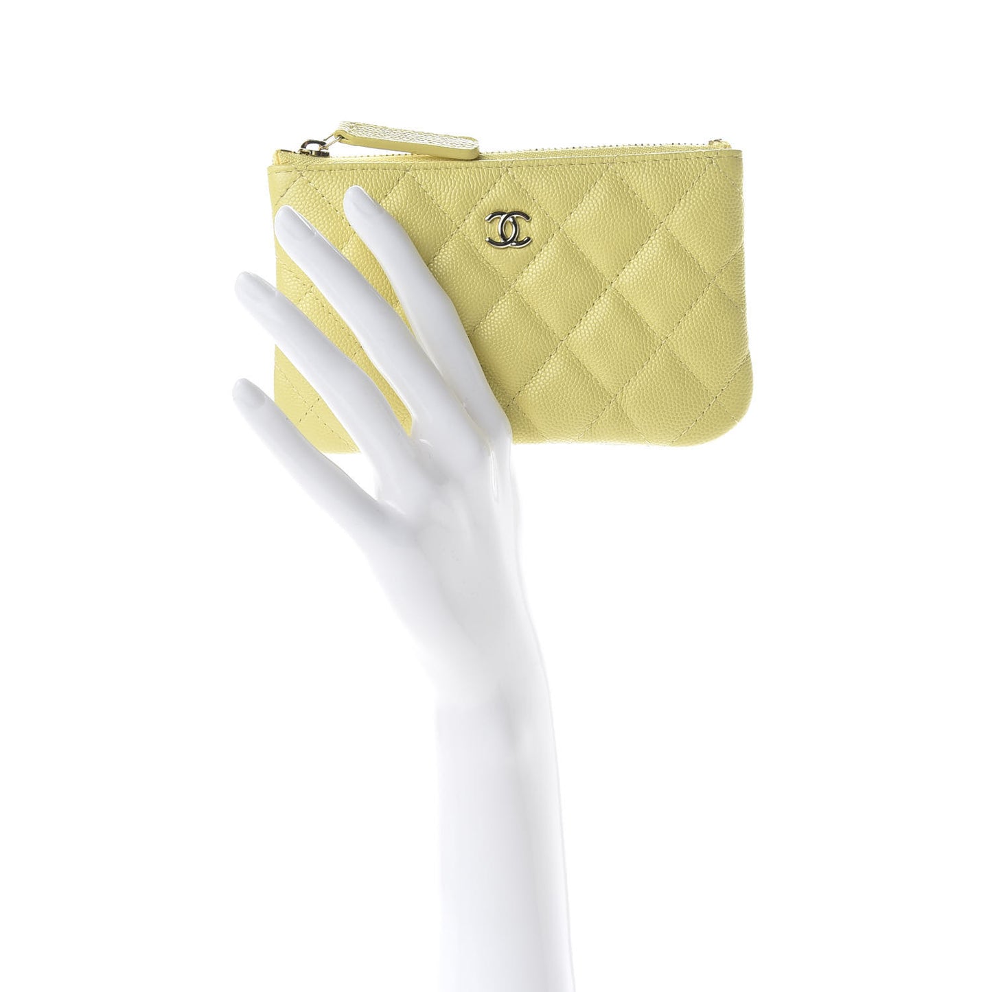 Caviar Quilted Small Pouch Light Yellow