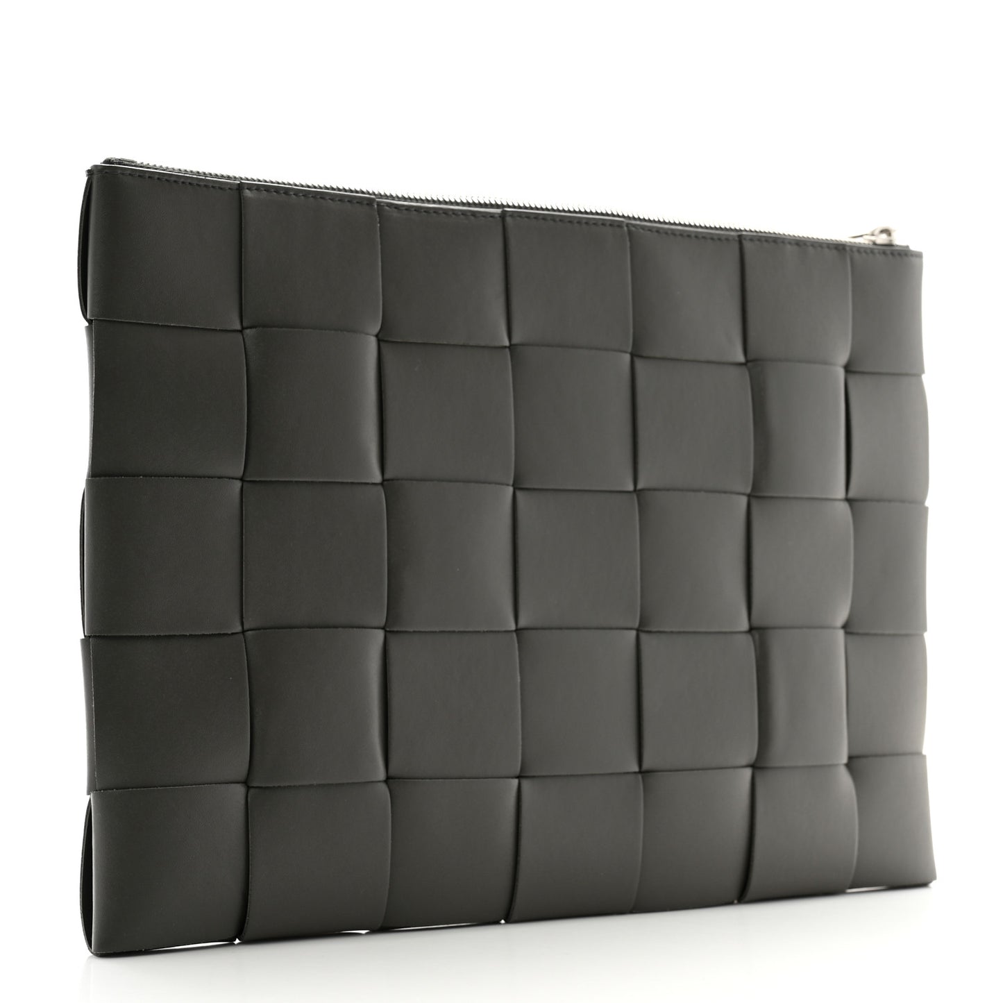 Urban Calfskin Maxi Intrecciato Large Cassette Wristlet Pouch Lead