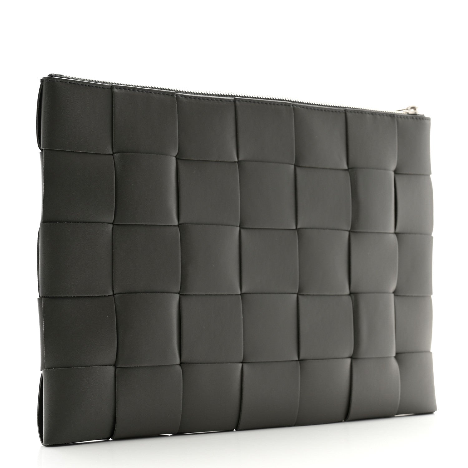 Bottega Veneta Urban Calfskin Maxi Intrecciato Large Cassette Wristlet Pouch Lead 3 of 8
