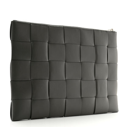 Bottega Veneta Urban Calfskin Maxi Intrecciato Large Cassette Wristlet Pouch Lead 3 of 8