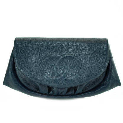 Chanel Caviar Half Moon Wallet On Chain Navy 1 of 9