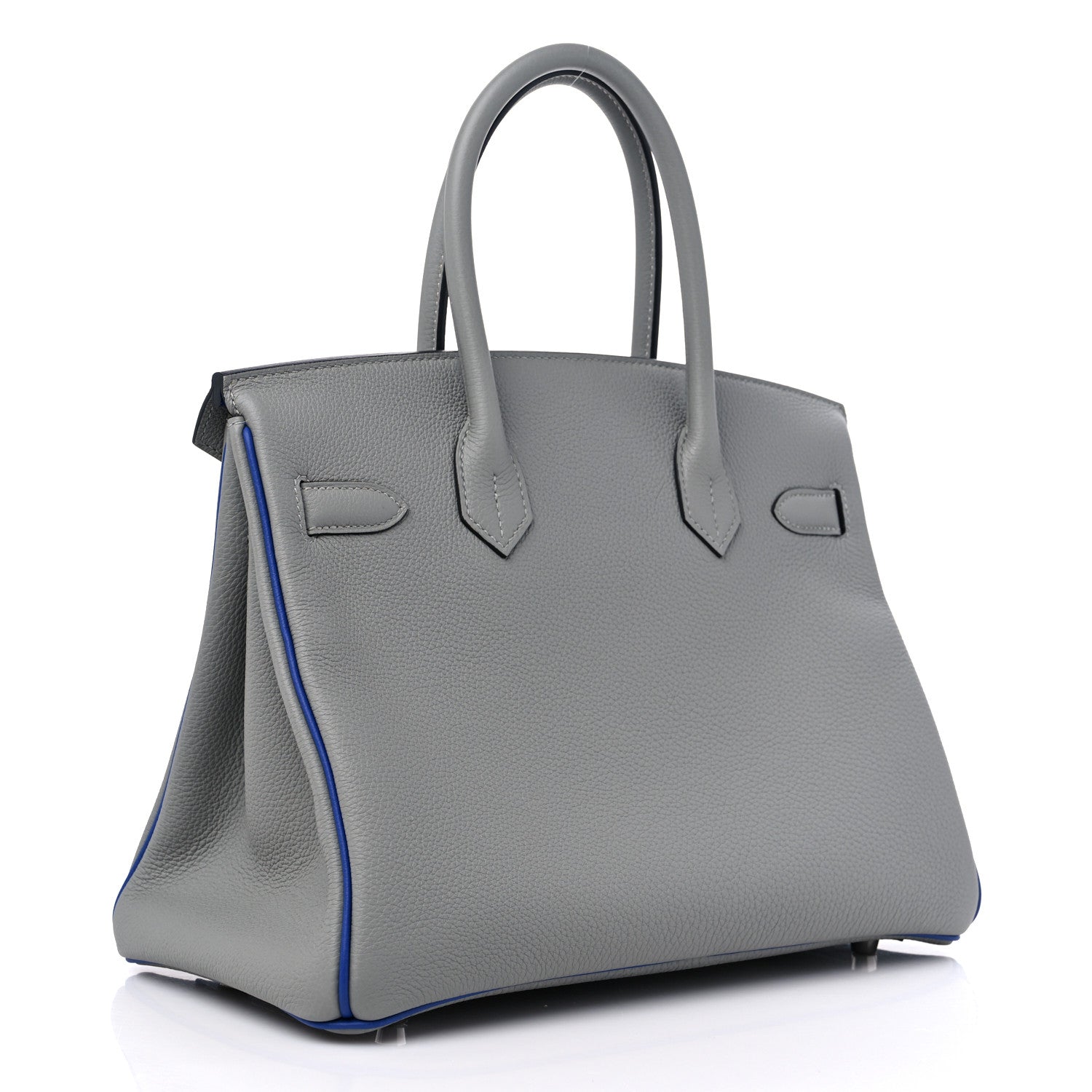 Hermes Togo Horseshoe Birkin 30 Gris Mouette Bleu Electrique 3 of 10