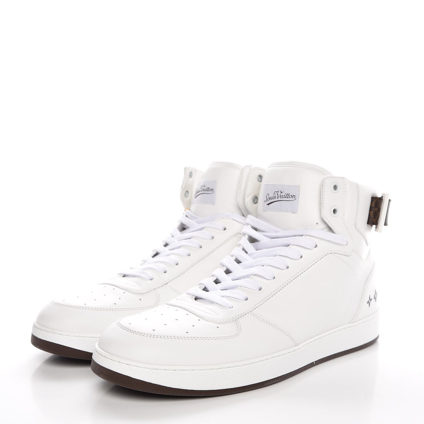 Calfskin Monogram Rivoli High Top Sneakers 10 White