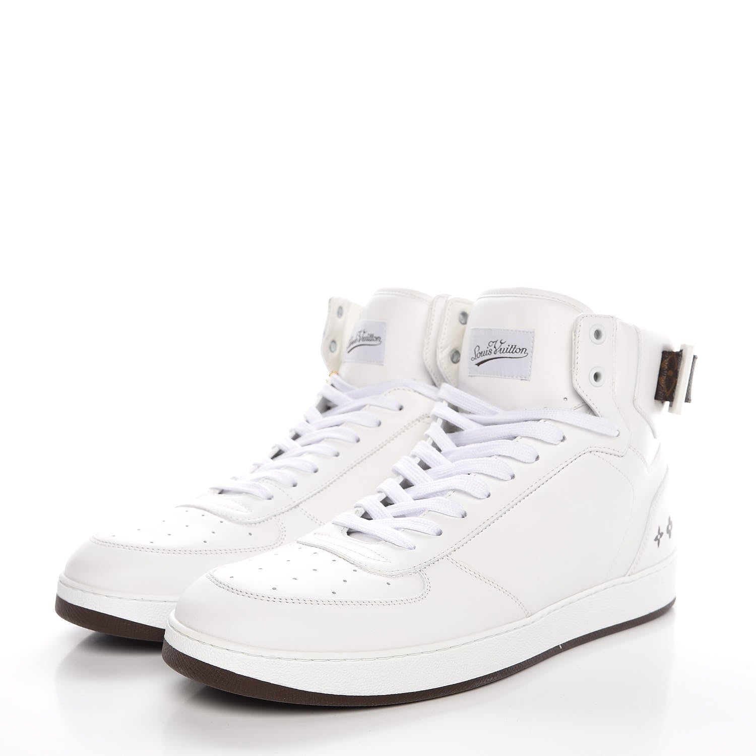 Louis Vuitton Calfskin Monogram Rivoli High Top Sneakers 10 White 3 of 11