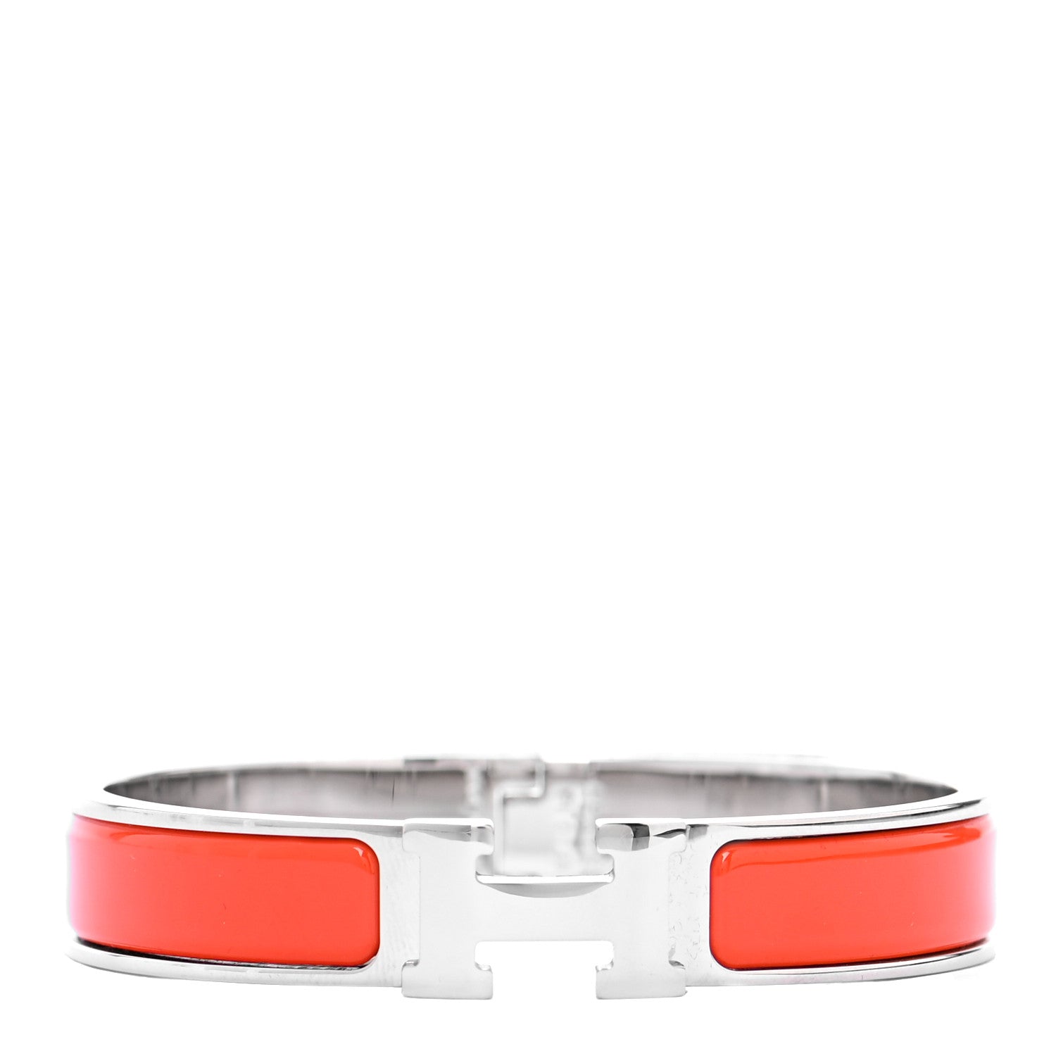 Hermes Enamel Narrow Clic Clac H Bracelet GM Orange Graffiti 1 of 5