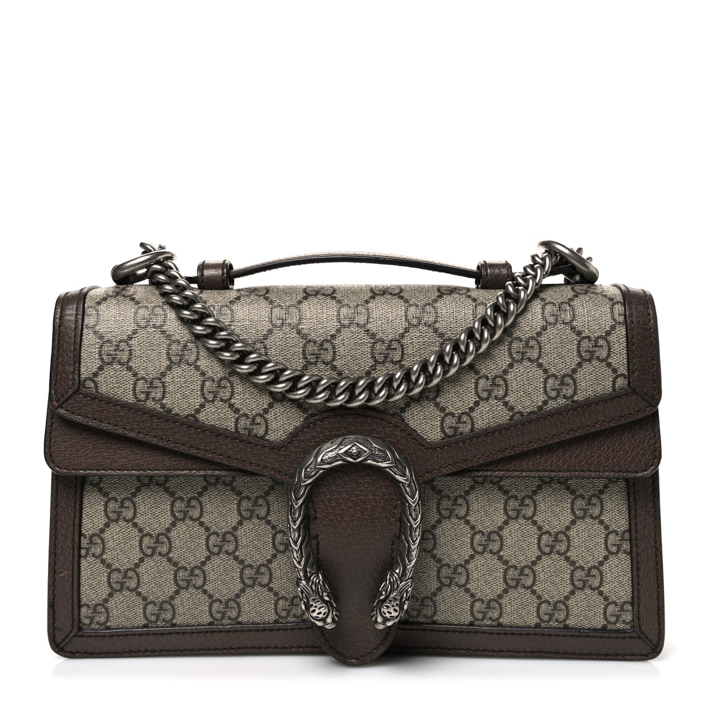 GG Supreme Monogram Textured Dollar Calfskin Top Handle Dionysus Shoulder Bag Beige Ebony New Acero