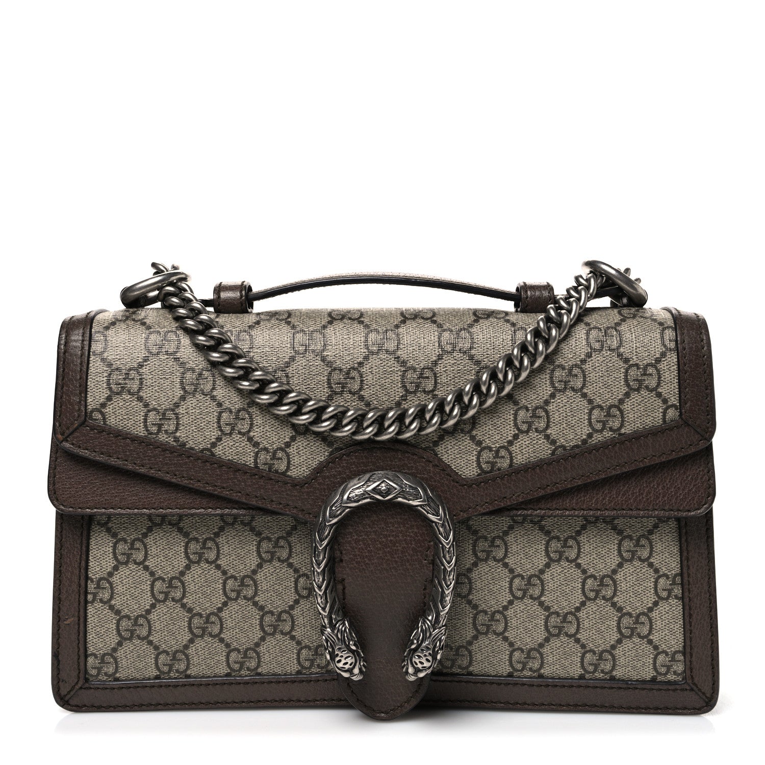 Gucci GG Supreme Monogram Textured Dollar Calfskin Top Handle Dionysus Shoulder Bag Beige Ebony New Acero 1 of 10
