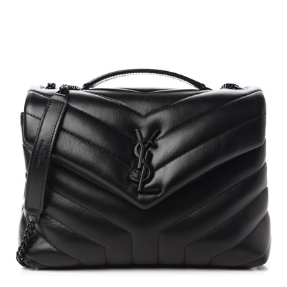 Saint Laurent Calfskin Y Quilted Monogram Small Loulou Chain Satchel Black 1 of 9