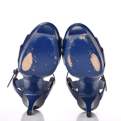 Saint Laurent Calfskin Tribute 75 Platform Sandals 36.5 Royal Blue 7 of 13