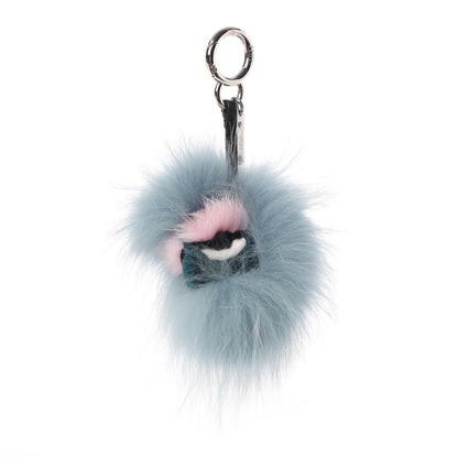 Fendi Fox Mink Rabbit Fur Vitello Flamingo Mini Monster Bag Bug Charm Lagoon Black Multicolor 1 of 6