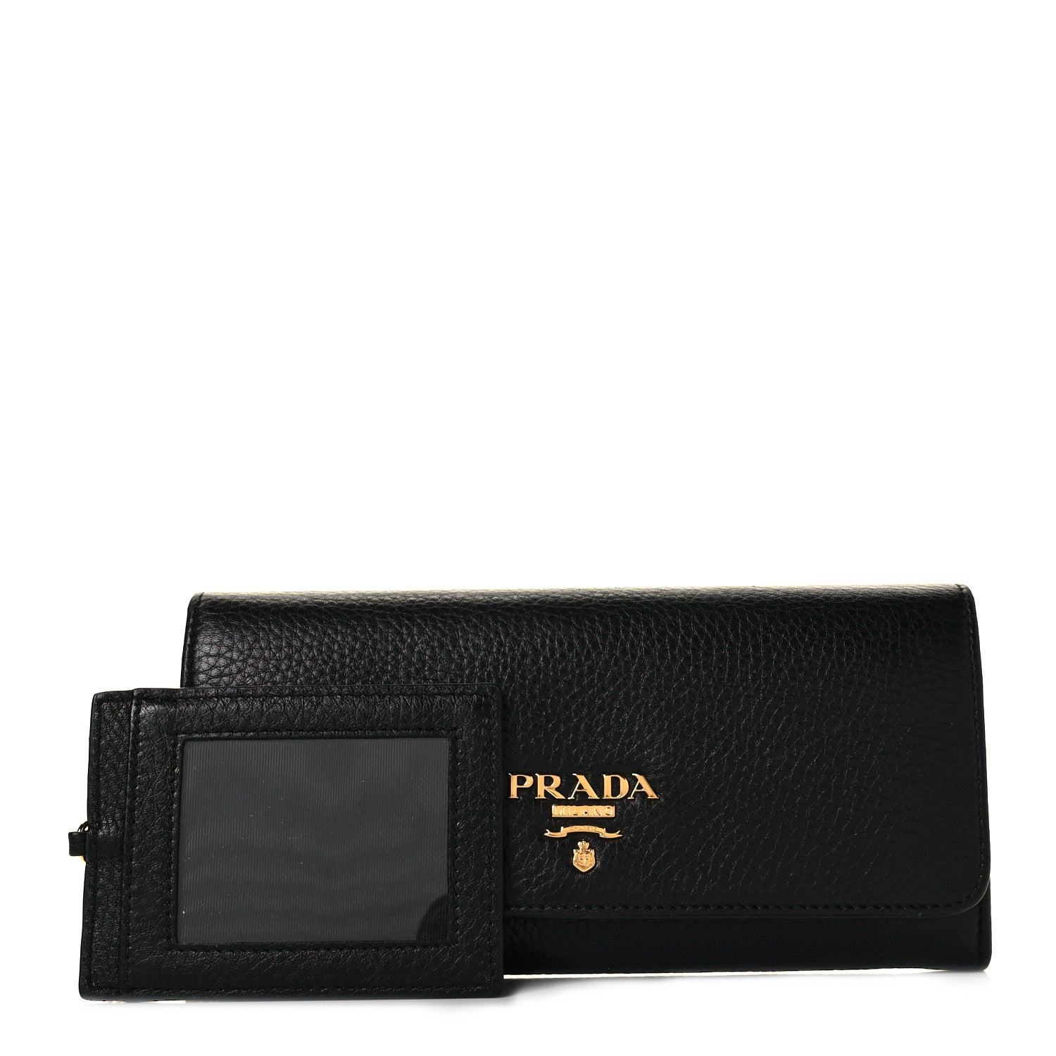 Prada Vitello Daino Continental Flap Wallet Black 1 of 10