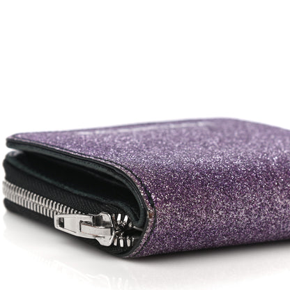 Balenciaga Glitter Calfskin Logo Everyday Multi Zip Wallet Purple 9 of 16