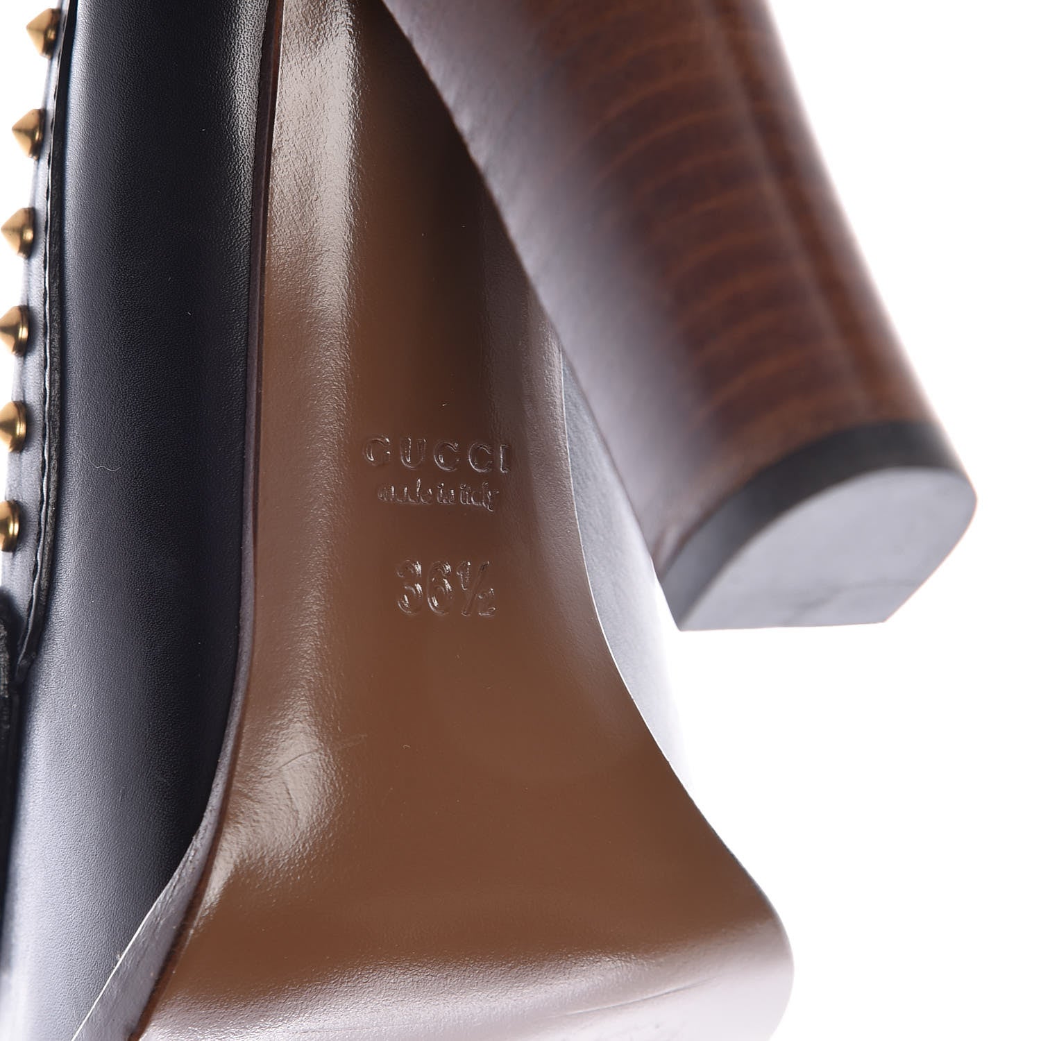 Gucci Calfskin Studded Horsebit Alyssa Pumps 36.5 Black 9 of 13