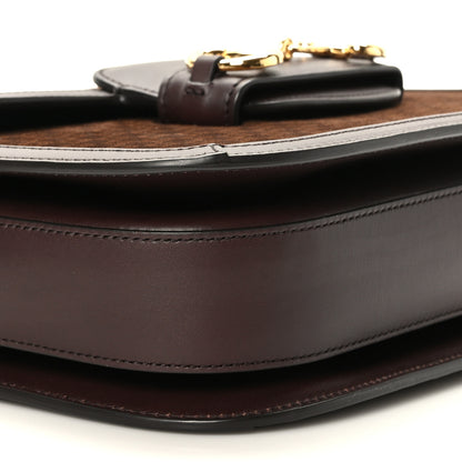 Gucci Suede Koi Calfskin Mini G Cube Monogram Horsebit 1955 Shoulder Bag Dark Brown Beige Chocolate 7 of 8