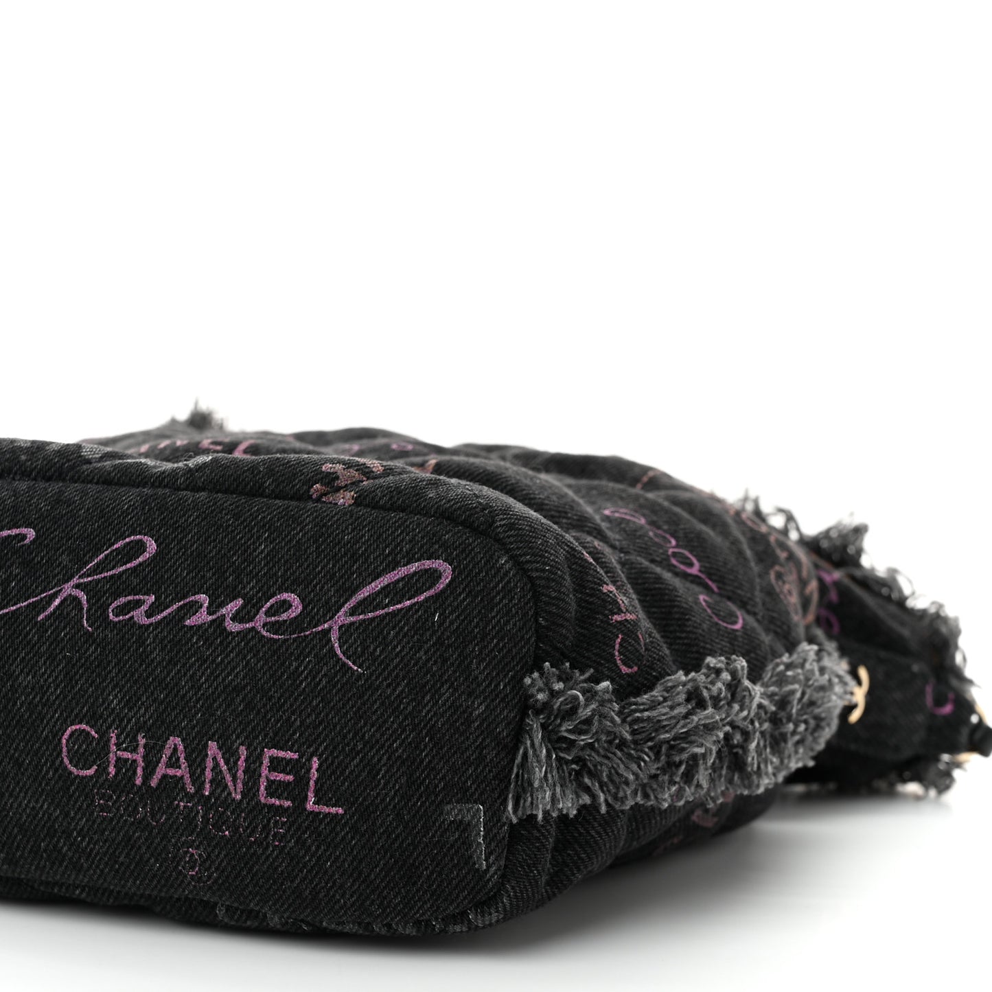 Denim Quilted Mood Small Bucket With Chain Black Multicolor
