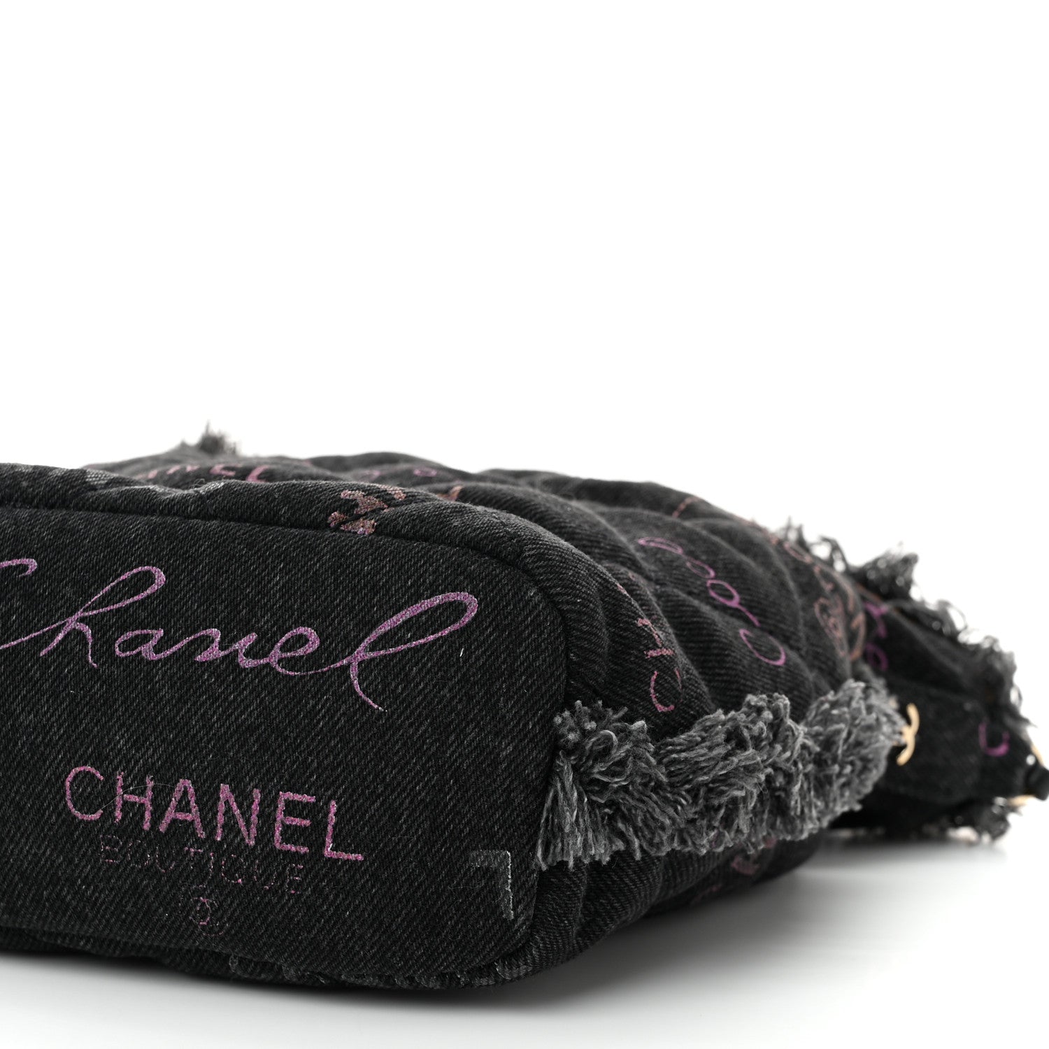 Chanel Denim Quilted Mood Small Bucket With Chain Black Multicolor 10 of 10