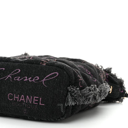 Chanel Denim Quilted Mood Small Bucket With Chain Black Multicolor 10 of 10
