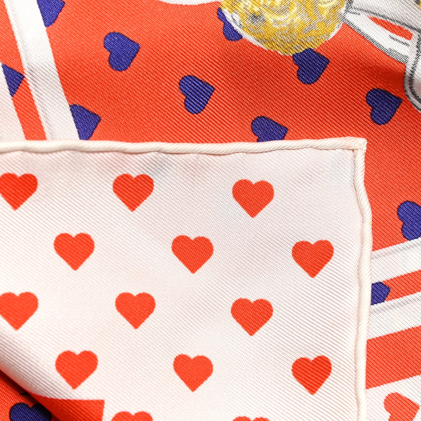 Silk Brides De Gala Love Pocket Square Orange Marine White