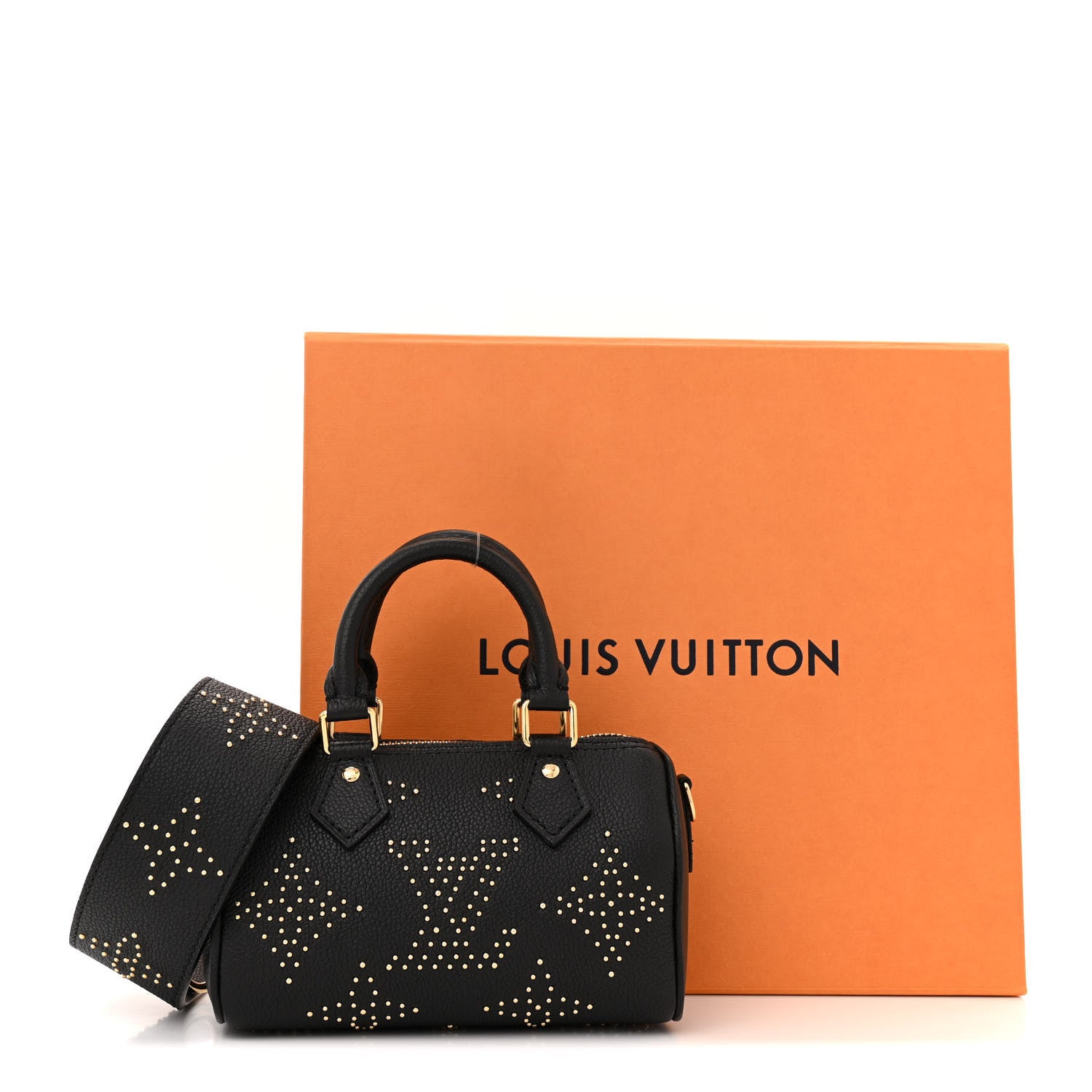 Louis Vuitton Grained Calfskin Studded Monogram Giant Nano Speedy Black 10 of 10
