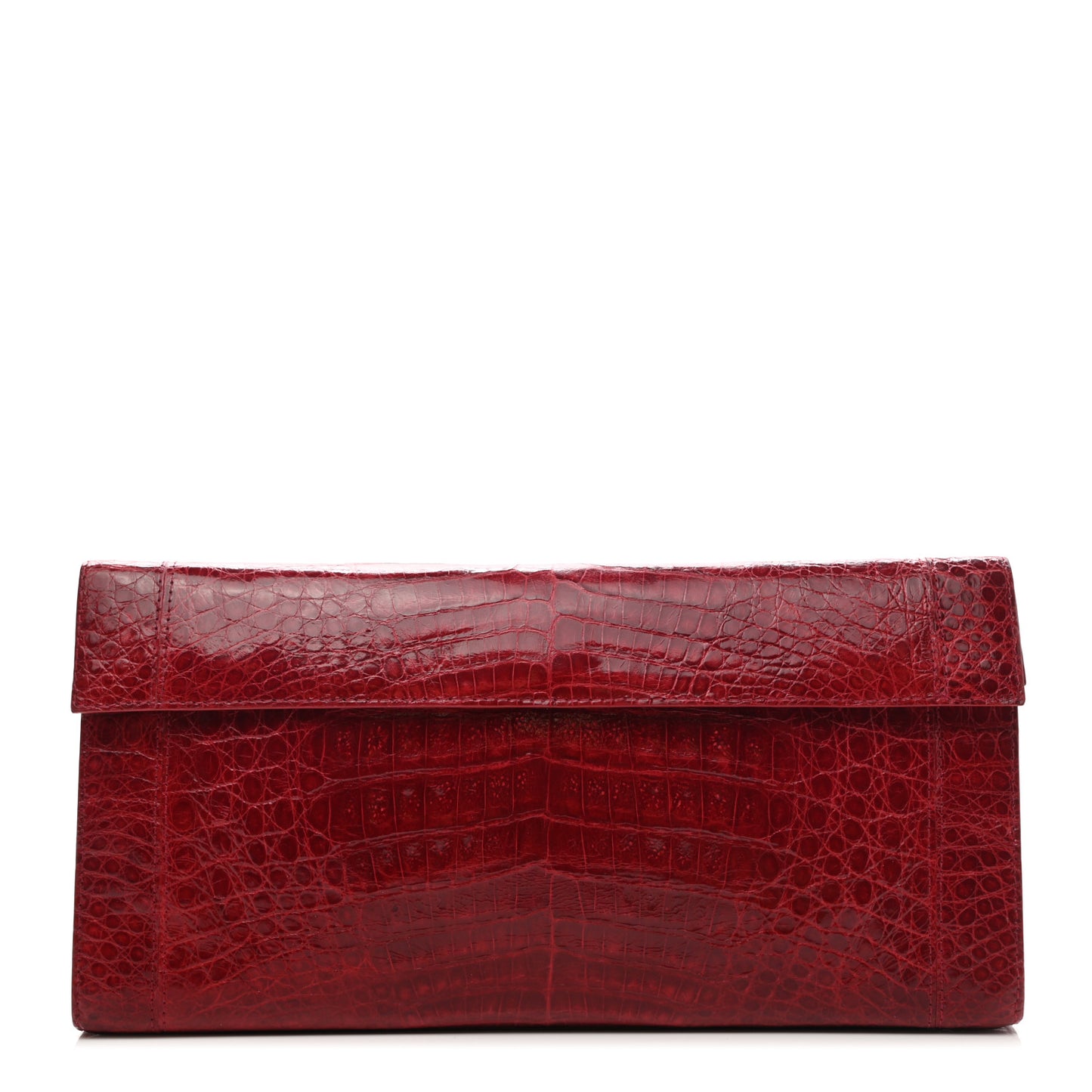 Crocodile Foldover Clutch Red