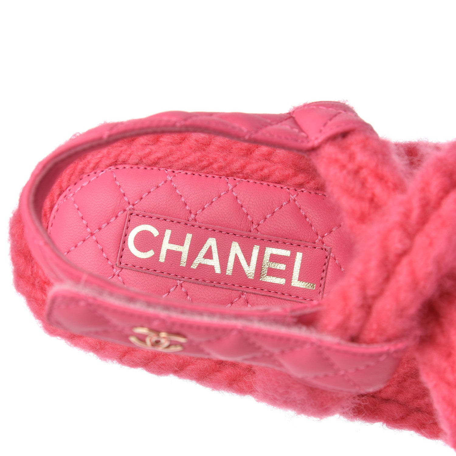 Chanel Cord Lambskin Quilted Logo Sandals 38 Pink 6 of 9