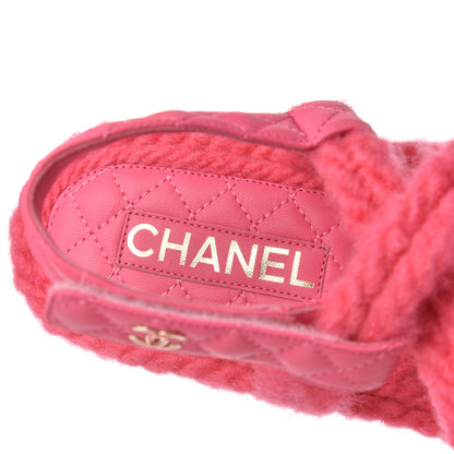 Chanel Cord Lambskin Quilted Logo Sandals 38 Pink 6 of 9