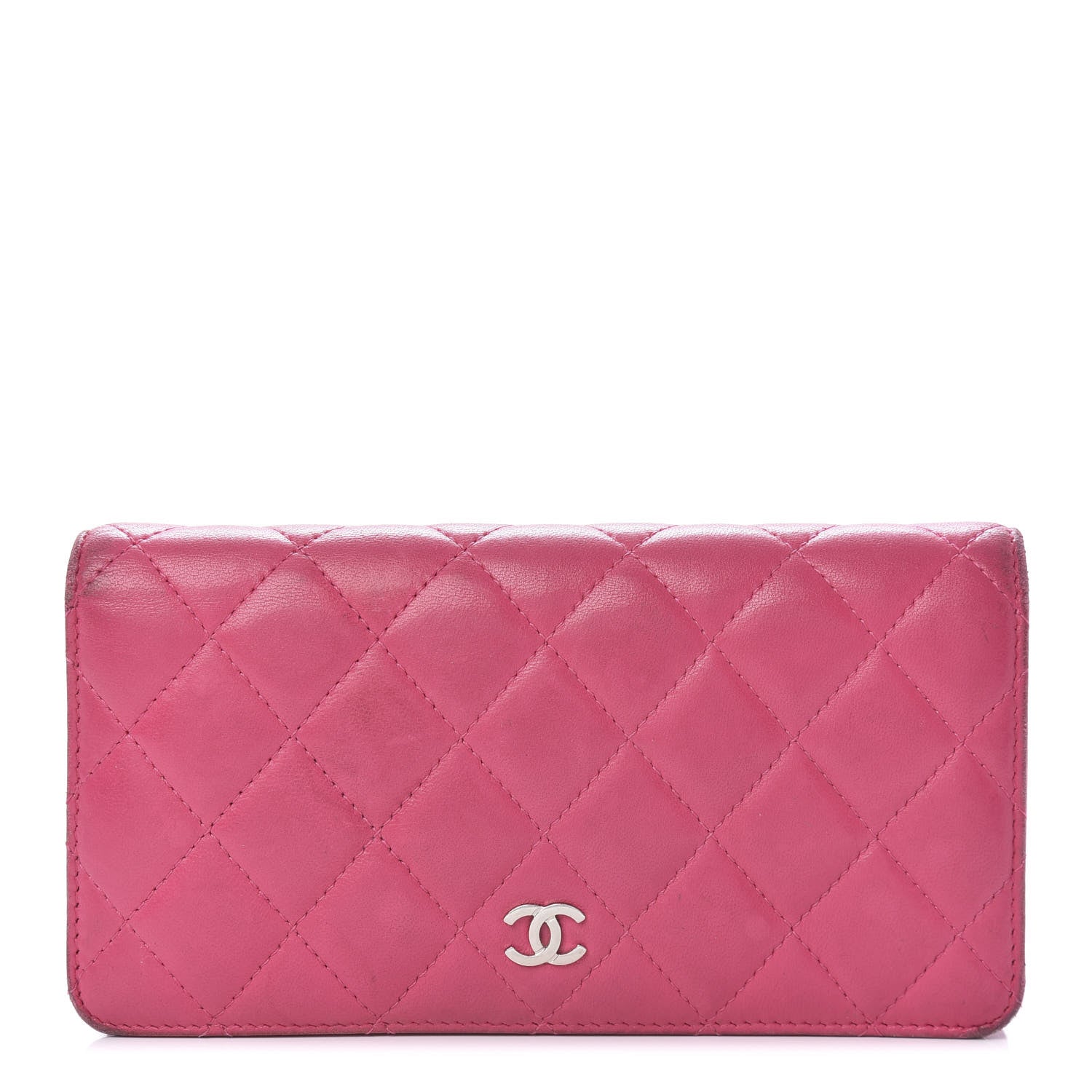 Chanel Lambskin Quilted Yen Wallet Fuchsia 1 of 13