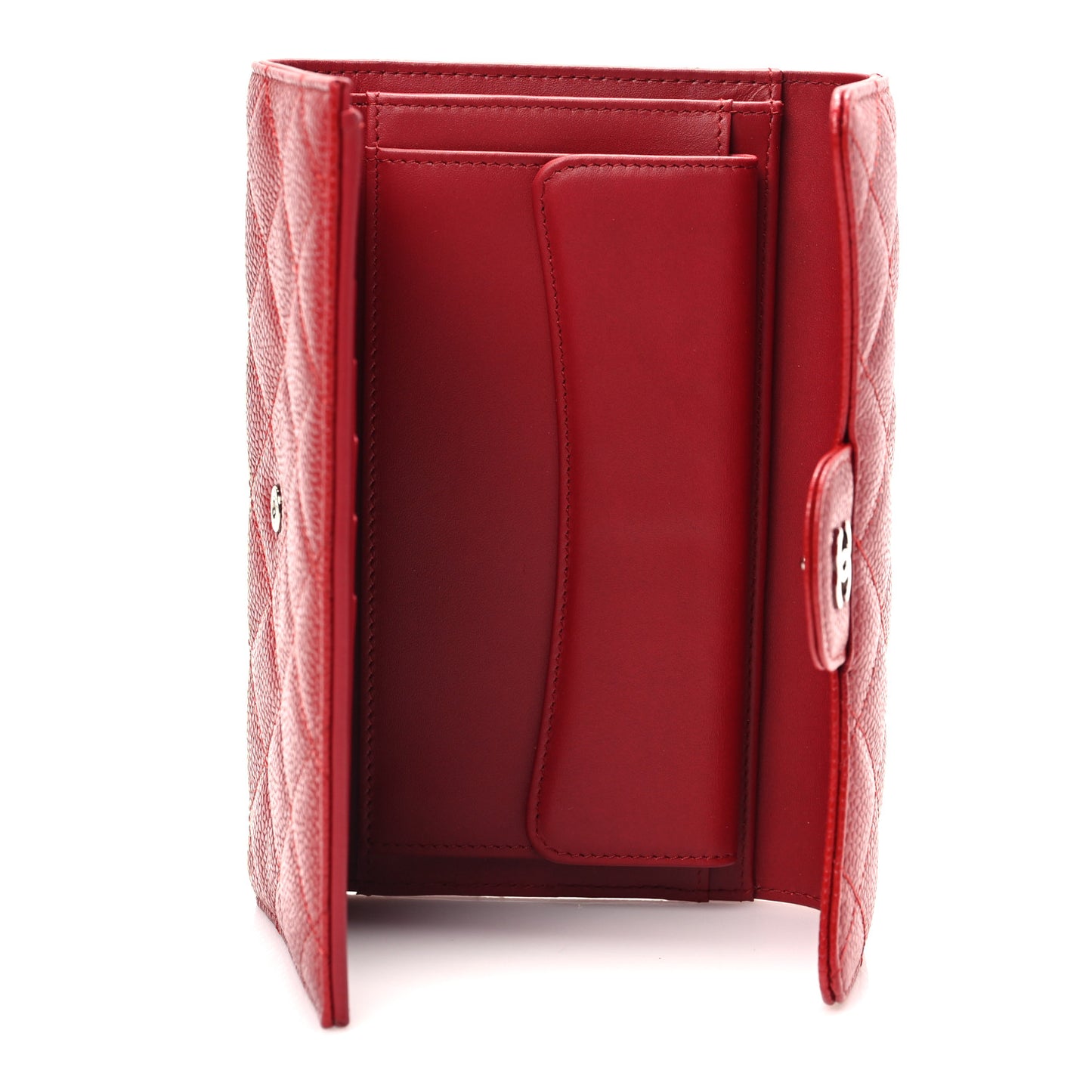 Caviar Quilted Long Flap Wallet Red
