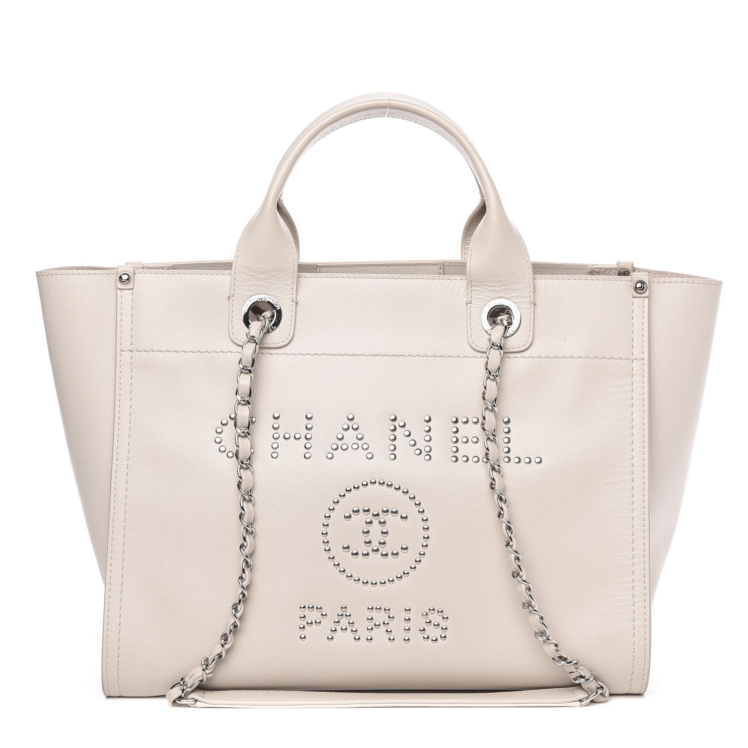 Chanel Caviar Small Studded Deauville Tote Ivory 1 of 18